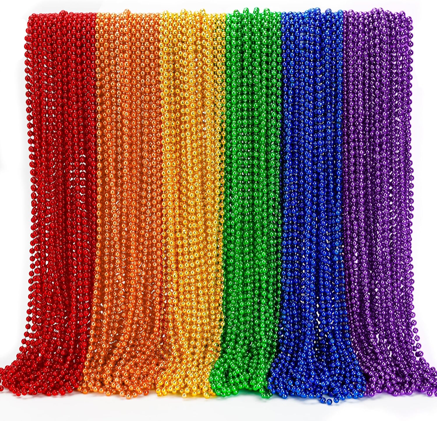 200pcs pride accessories, lgbtq pride beads necklace accessories, 6 kinds of metallic beads necklace bulk, gay lesbian pride necklace, costumes decor for pride month parade throws party favors