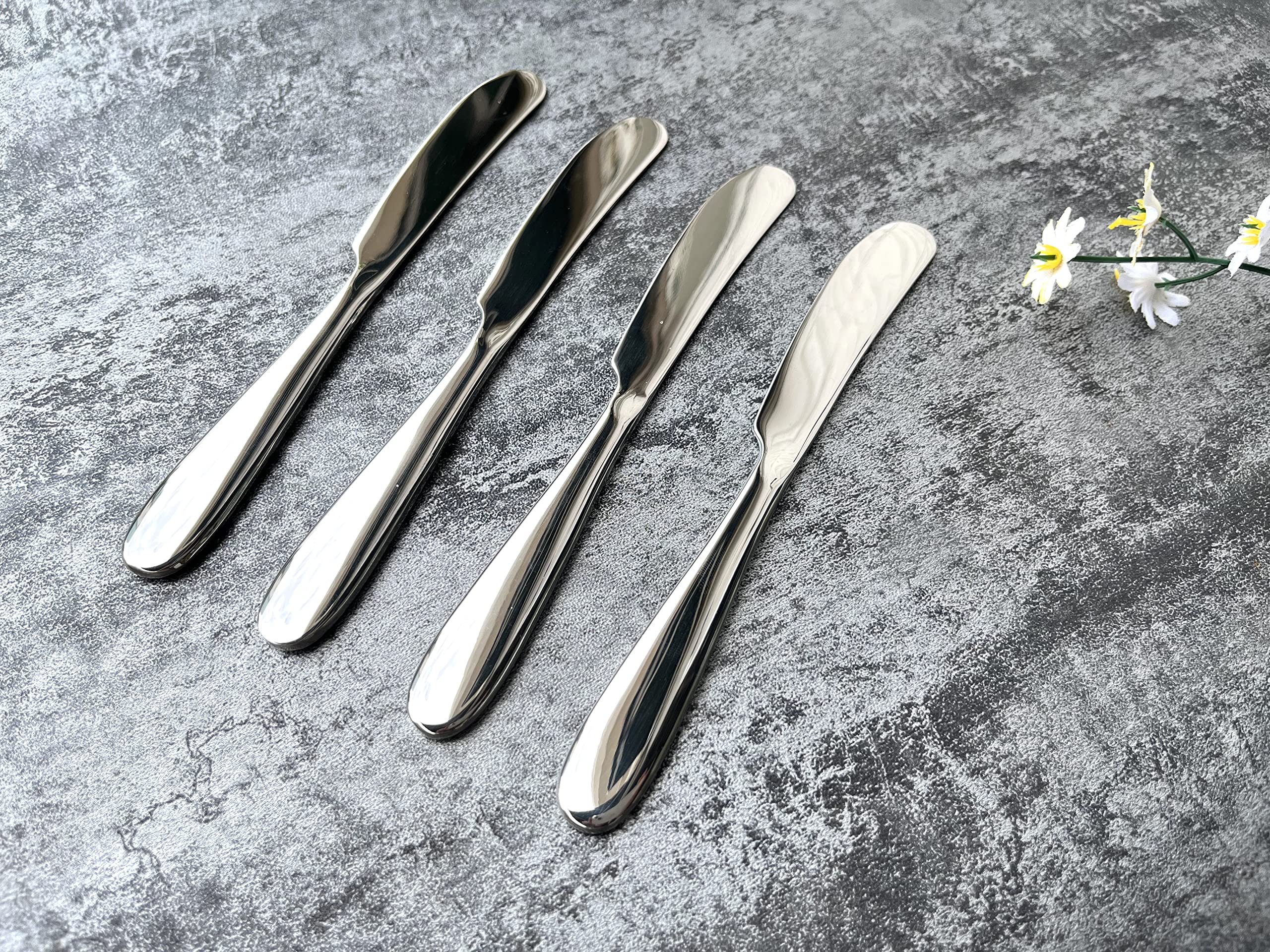4 Pieces Set Butter knife, Pate Knife Cheese Spreader, Thick and Smooth Handle Food Safety Material Stainless Steel 18/10 SUS 304# for Home Restaurant Party breakfast (Mirror)