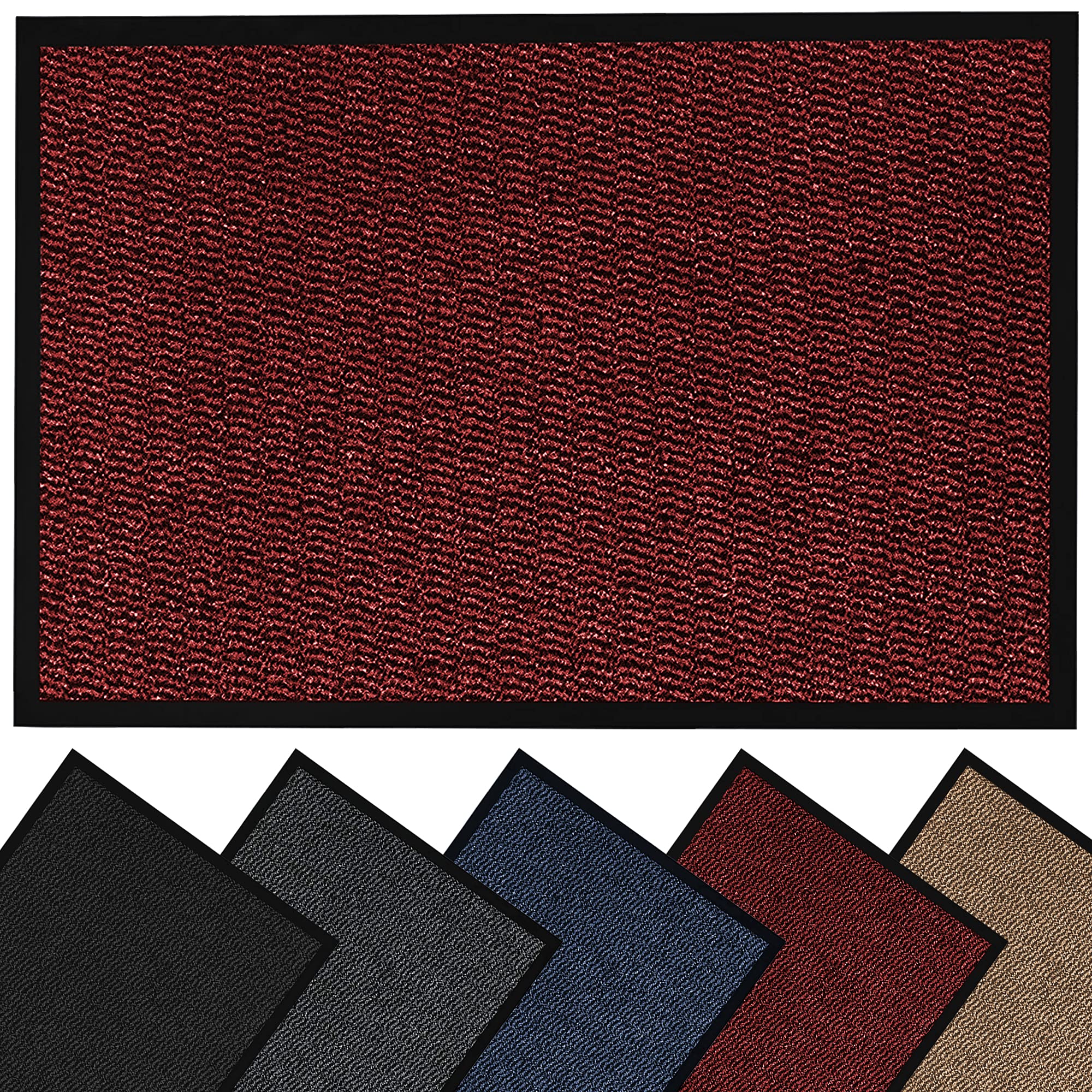 HOUSEGADS Door Mat Indoor & Outdoor Heavy Duty Floor Mat - Non Slip Rubber Back Door Mats Indoor Rug - Dirt Trapper Super Absorbent Front Door Mat, Washable Doormats Barrier Mat (RED 60 X 120 CM) โ image 1