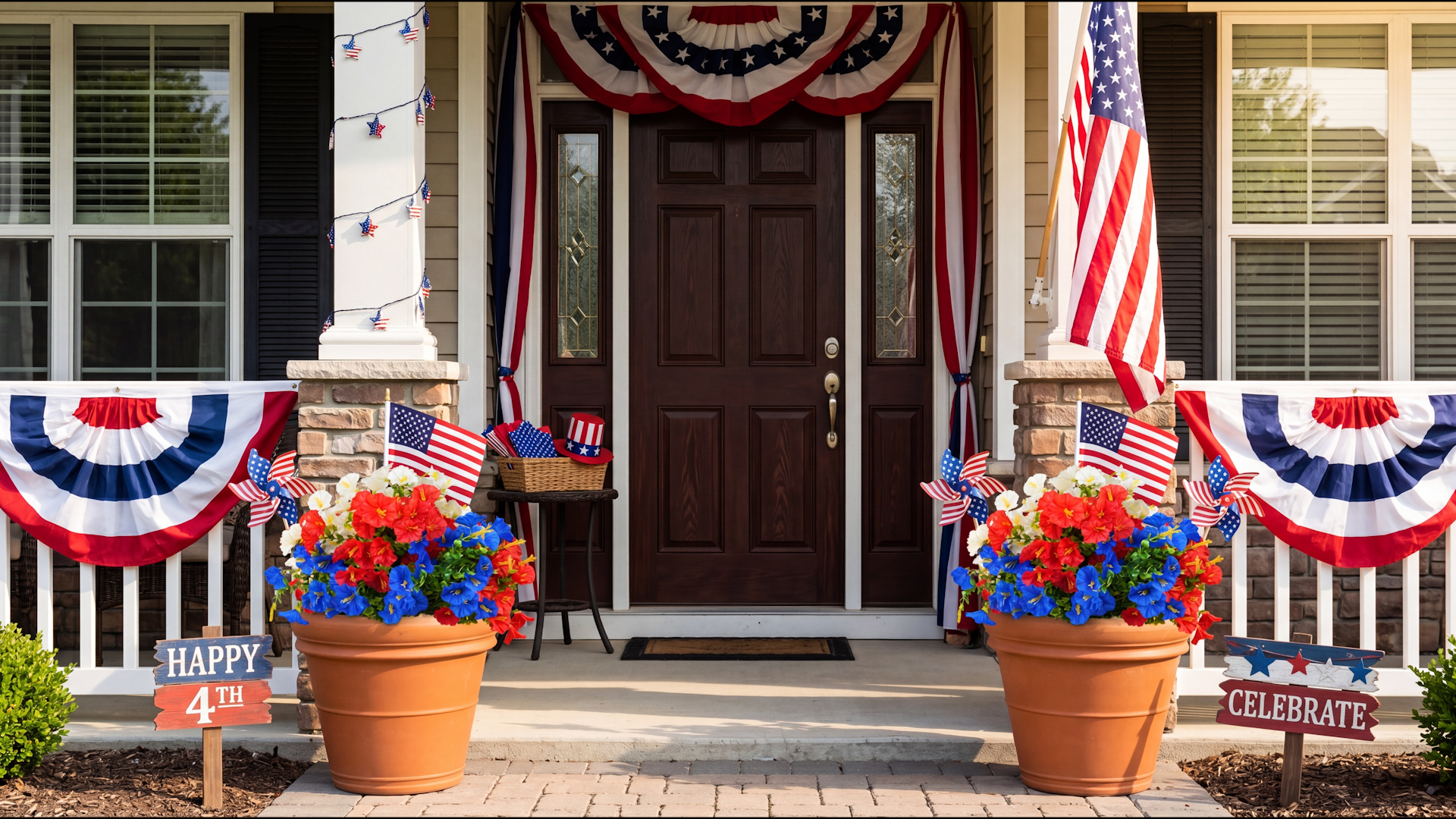 Amazon.com: 12 Pcs Red White Blue Artificial Flower Outdoor UV