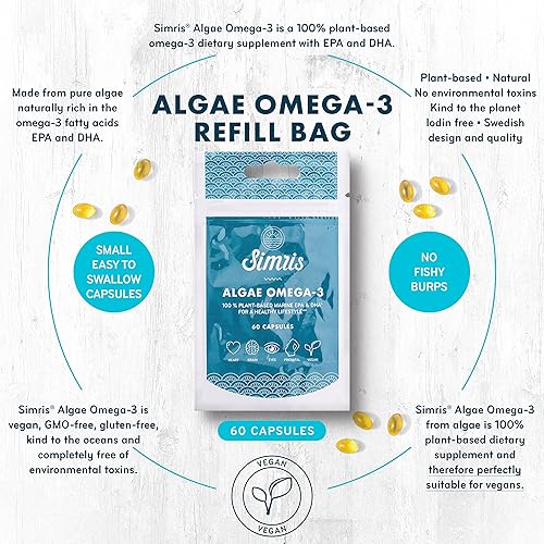 Miniatura 3 de Algae Omega 3-180 Mini Cápsulas Blandas Premium  Suplemento vegano a base de plantas EPA DHA  Alternativa al aceite de pescado  para cerebro, ojos,