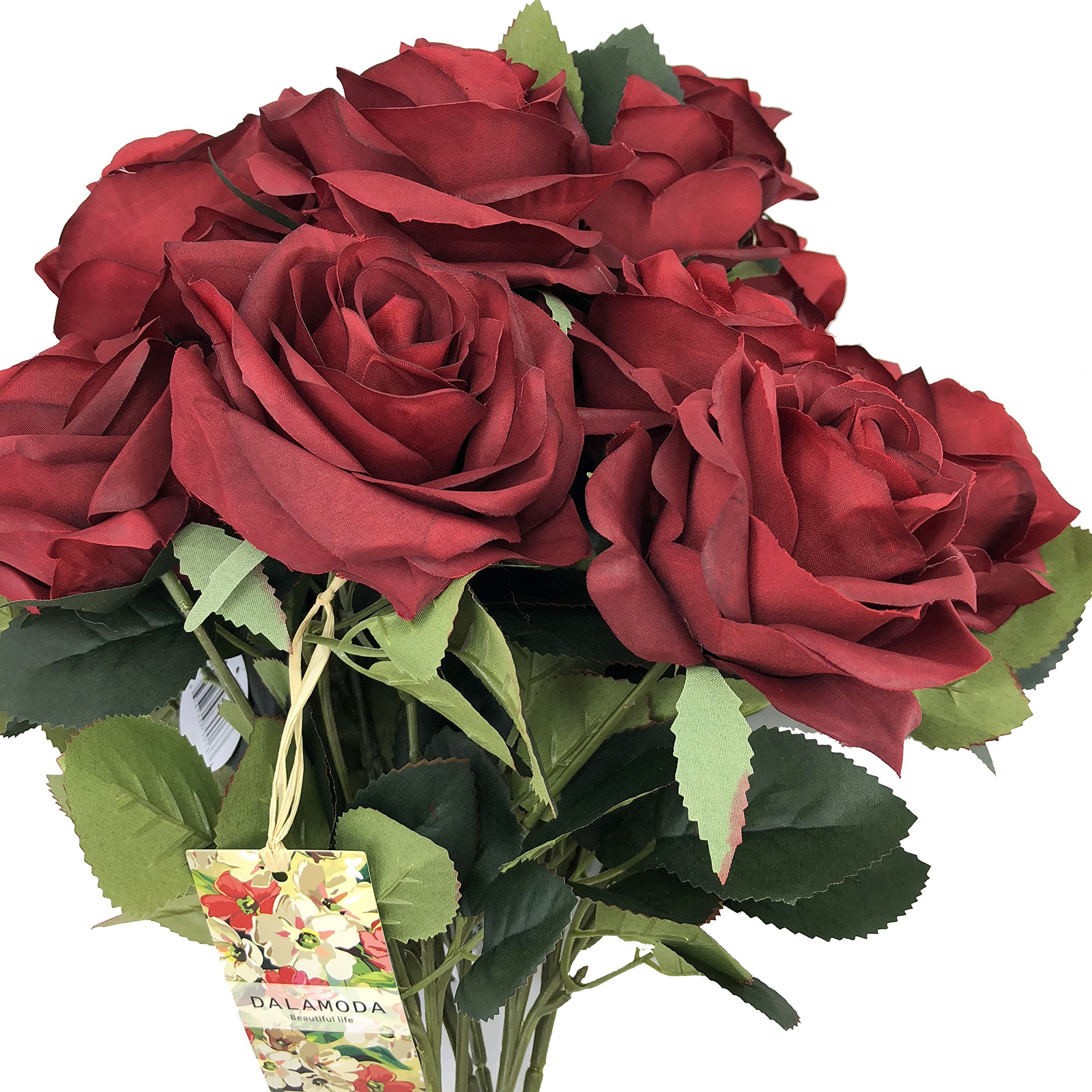 Amazon｜ワインレッド 2束 (合計20ヘッド) ローズフラワーブーケ DIY用