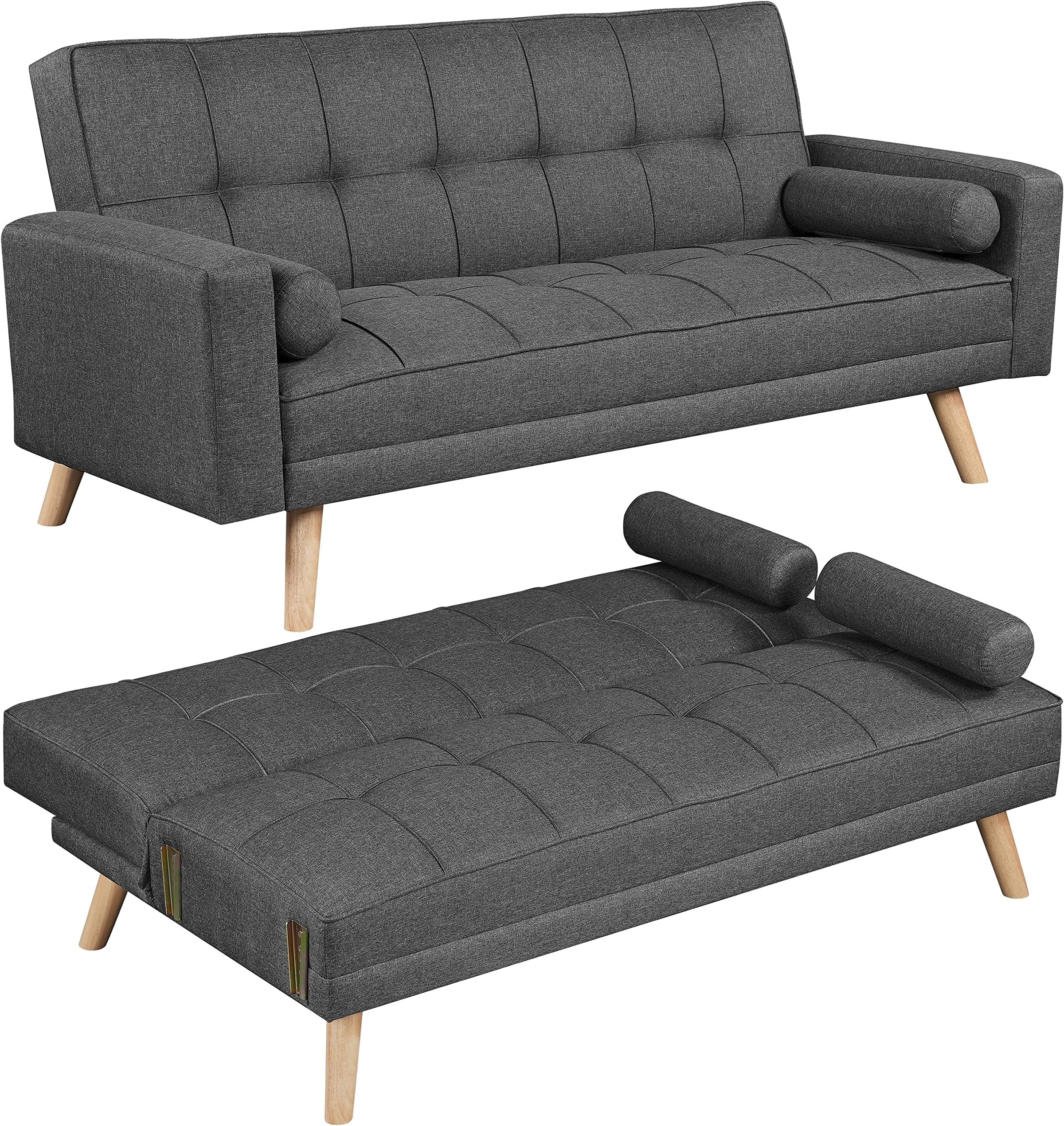 Yaheetech 3 Seater Fabric Sofa Bed Click Clack Modern Sleeper Sofa