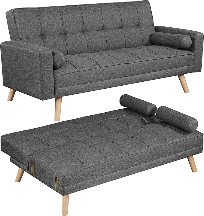Yaheetech 3 Seater Fabric Sofa Bed Click Clack Modern Sleeper Sofa