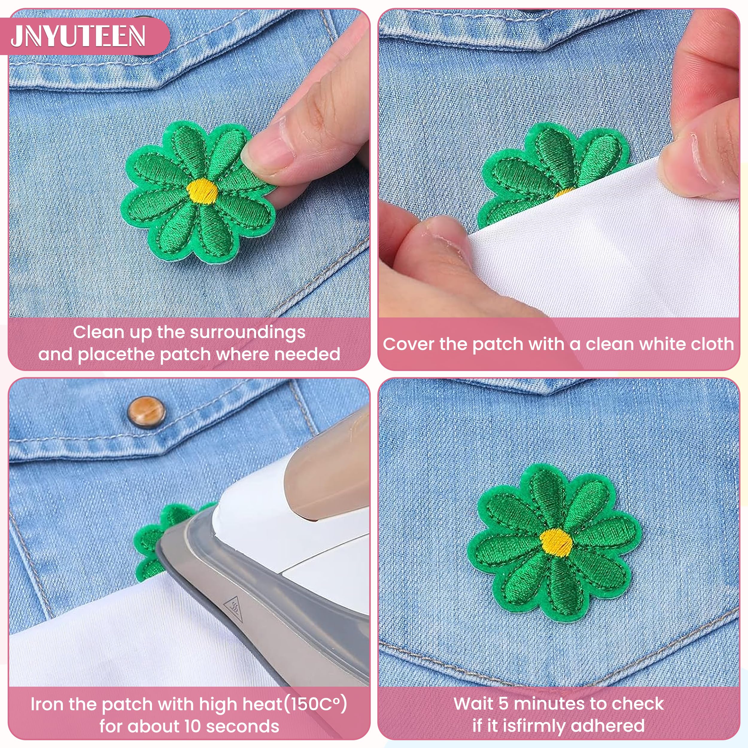 REQAG 44 stuks hartvormige patches om op te strijken, mini-patches in hartvorm, applicatie, doe-het-zelf hartpatroon, voor kleding, jassen, hoeden, rugzakken, jeans, repareren, decoraties