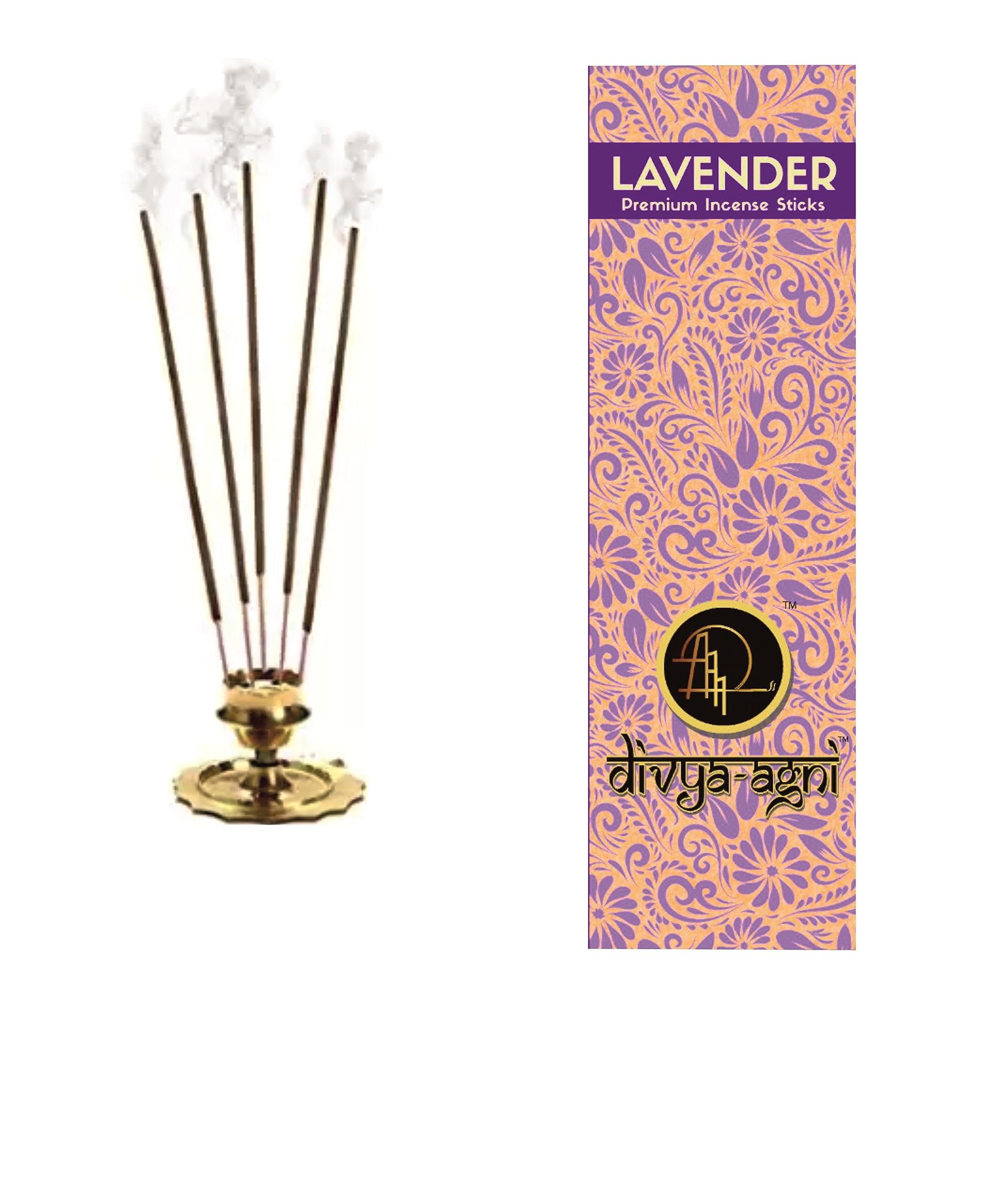 Divya Agni Lavender Incense Stick (Pack of 2) | Lavender Natural Fragrance for Puja, Meditation, Havan, Rituals || Festive Fresh Vibes | Special Long Lasting Agarbatti