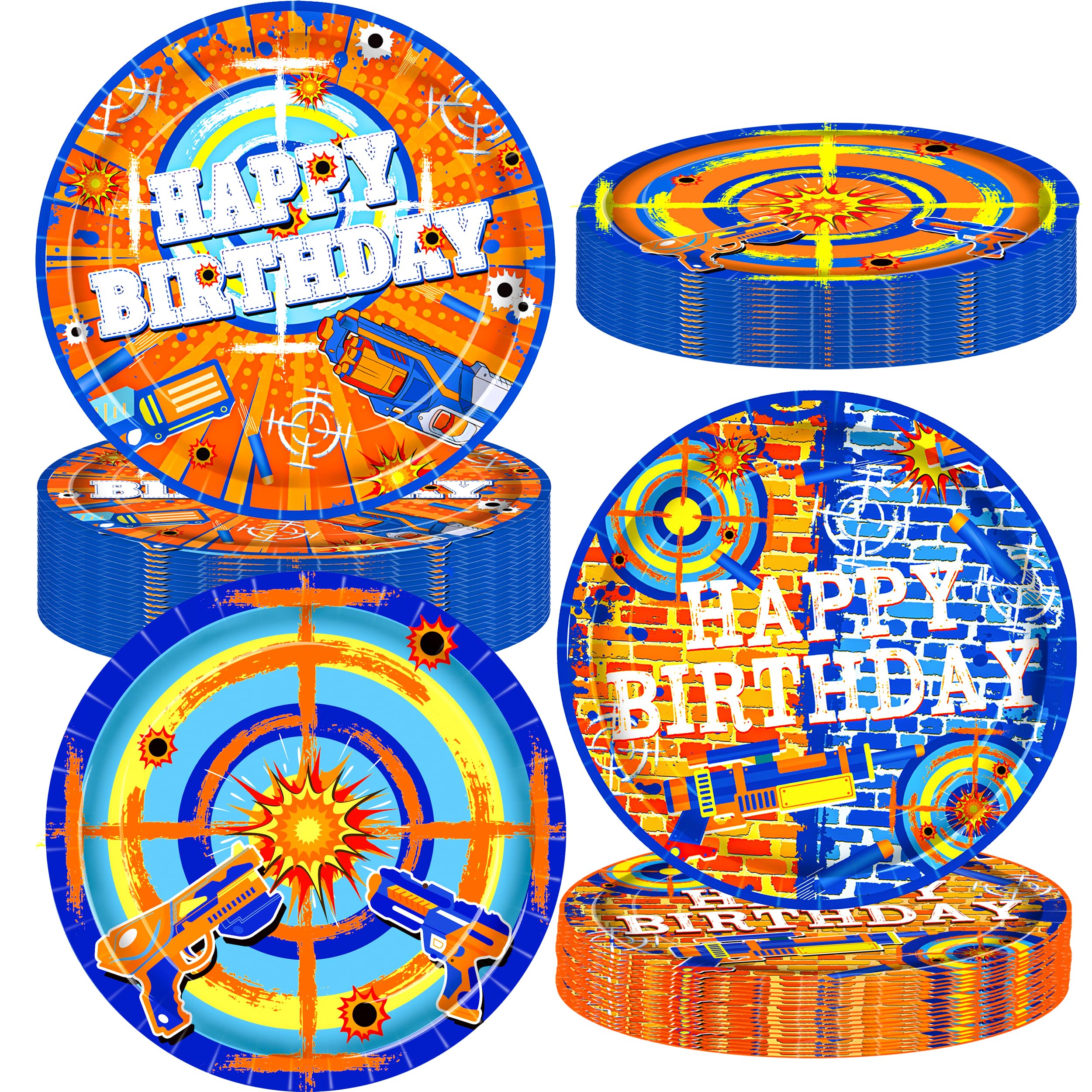 48pcs Dart War Party Paper Plates Dart Theme Birthday Decoration War Birthday Tableware Decorations for Target Game Party Baby Shower Supplies, 7.1