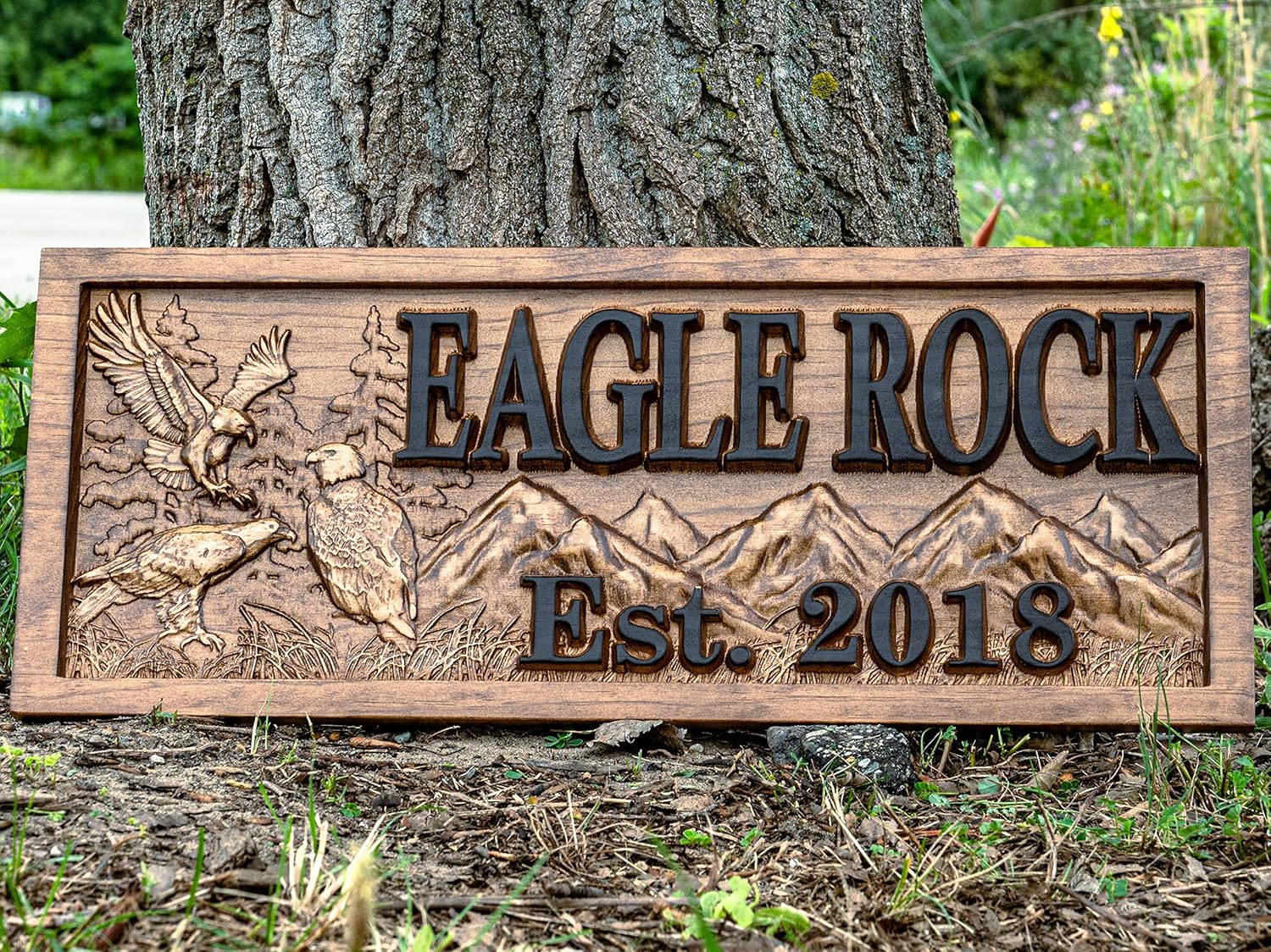Custom Eagle Sign | American Eagle Wall Art | Front Door Sign | Front Porch Decor | Wood Name Sign | US Eagle Decor | Flying Eagle Wood Sign