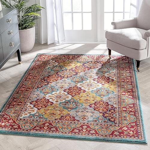 Miniatura 1 de Well Woven Diana Blue Trellis - Alfombra de área moderna multicolor de 8 x 11 pulgadas (7 pies 10 pulgadas x 10 pies 6 pulgadas), panel de celosía