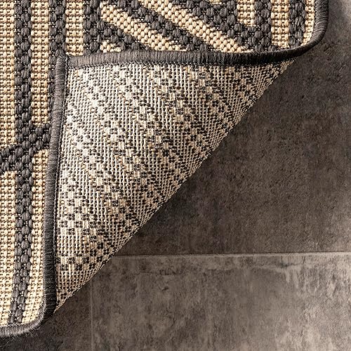 Miniatura 3 de nuLOOM Leona - Alfombra geométrica moderna para interiores y exteriores, 7 x 9, color carbón