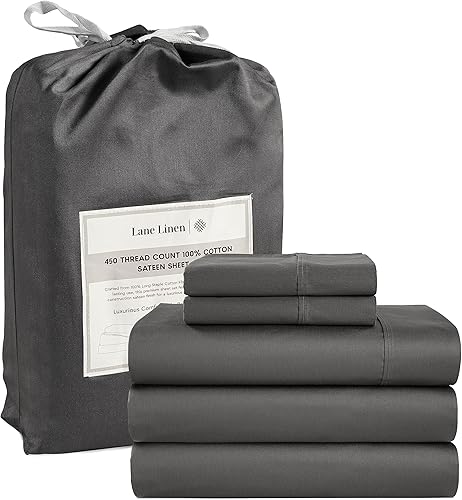 LANE LINEN - Sábanas tamaño Split King para cama ajustable, 450 hilos, 100% algodón, 2 sábanas bajeras individuales XL, con bolsillo profundo,