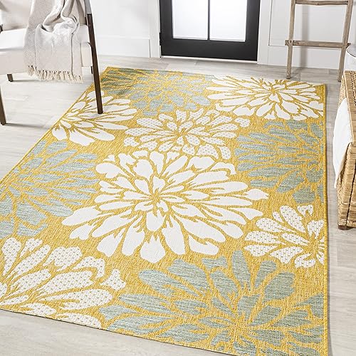 Eyely BMS110G-5 Santa Mónica Zinnia - Alfombra moderna con textura floral para interiores y exteriores, estilo costero glamour, dormitorio, patio