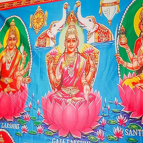 Miniatura 3 de Desi Favors Gran tela de algodón Lakshmi MATAAshtalakshmi - Decoración de telón de fondo indio estilo Pooja, regalo para bodas hindúes, festivales