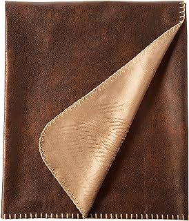 Terry Town DP1718-BROWN-1 Rustic Ranch Throw w/Bonded Beige Mink, Brown,...