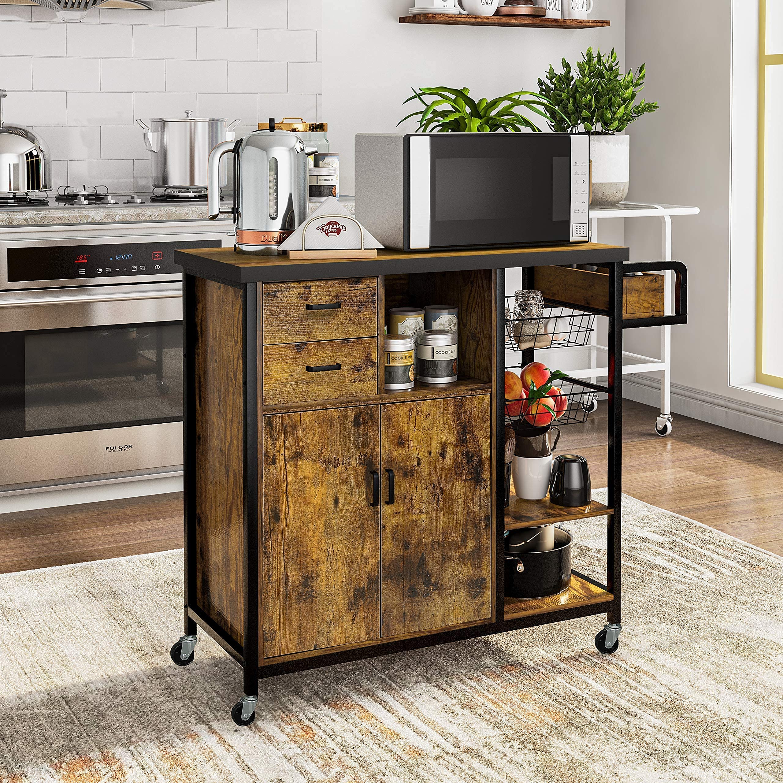 Hasuit Kitchen Island Cart on Wheels, Rolling Kitchen Island with