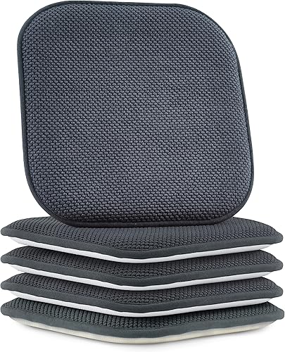 Elegant Comfort Paquete de 4 fundas de cojín para silla, respaldo de goma antideslizante, 16 x 16 pulgadas, fundas gruesas de asiento de forma