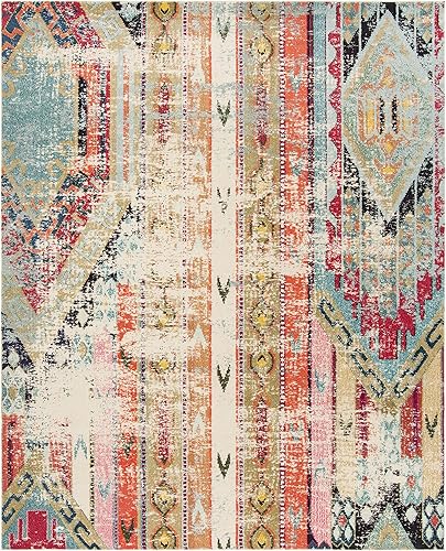 Miniatura 3 de SAFAVIEH colección Monaco MNC222F - Alfombra boho chic con detalles tribales y efecto desgastado, para sala, habitación, comedor, oficina en casa, 8