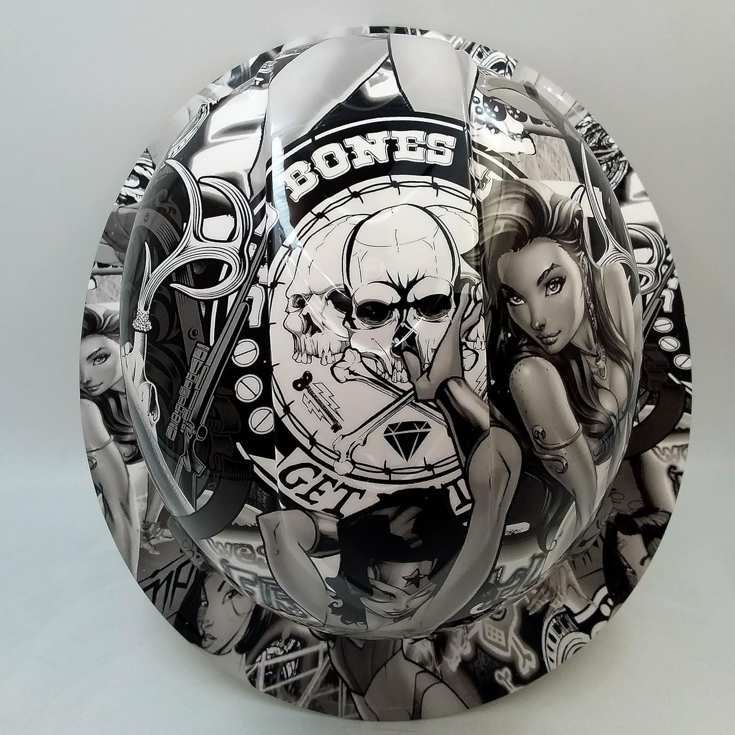 Wet Works Imaging Customized Pyramex Full Brim Sexy White Bad Bones Hard HAT with Ratcheting Suspension