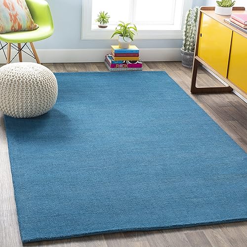 Mark&Day Rennes - Alfombras de lana, 5 x 8, alfombra moderna de color azul brillante, para sala de estar, dormitorio o cocina (5 x 8 pies)