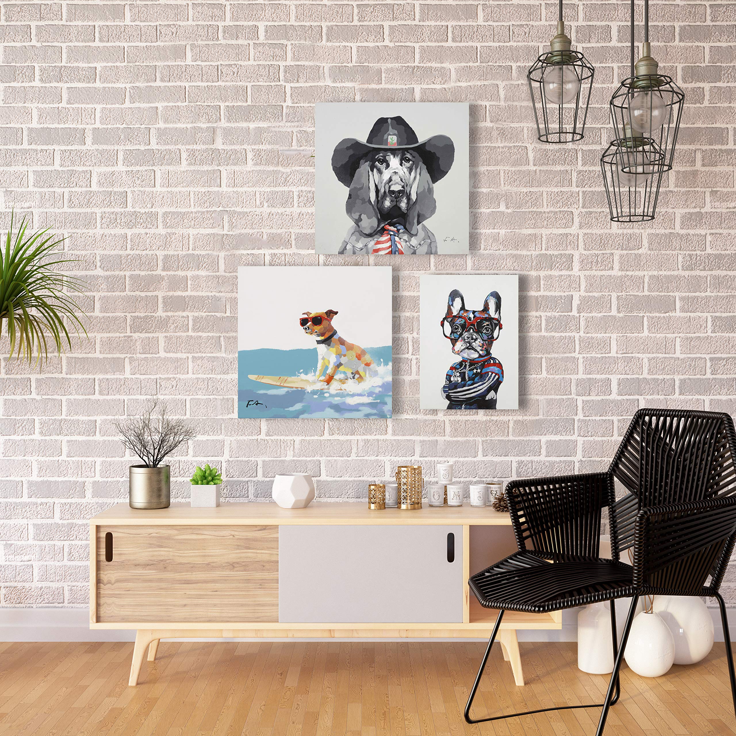 Authentica Décor Hip Hop Frenchie with Glasses on Framed Canvas, 12 x 16 Inches