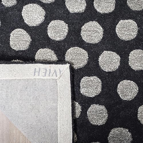 Miniatura 6 de SAFAVIEH Soho Collection SOH654A - Alfombra decorativa de lana y viscosa de 2 pies 6 pulgadas x 4 pies, color gris oscuro