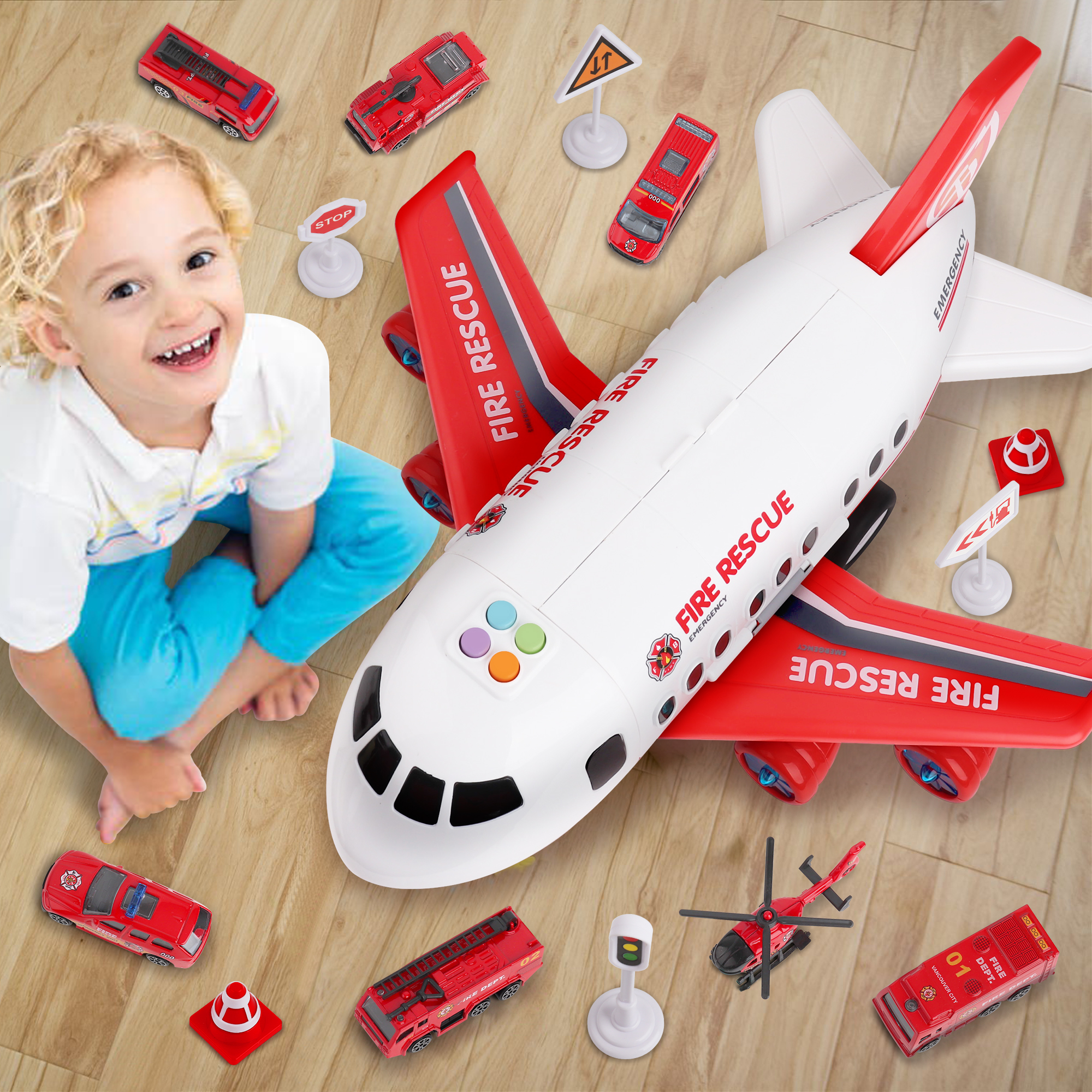 Baby Challenge Avión De Juguete De Fricción Con Sonido Y Luz – Vehículo De Transporte Aéreo A Escala 1/400 Para Niños De 3 Años En Adelante