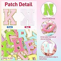 Vista 2 de NICEVINYL Parches de letras de chenilla autoadhesivas: 26 piezas de parches de letras coloridas, parches de letras universitarias, parches