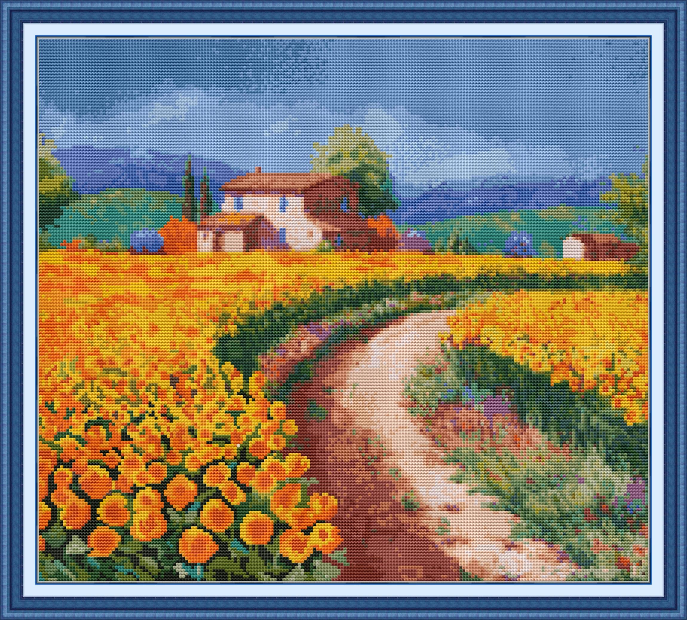 YEESAM ART Cross Stitch Kit For Beginners - The Old Married Couple Stamped Pattern 11CT 57x46cm - View #2