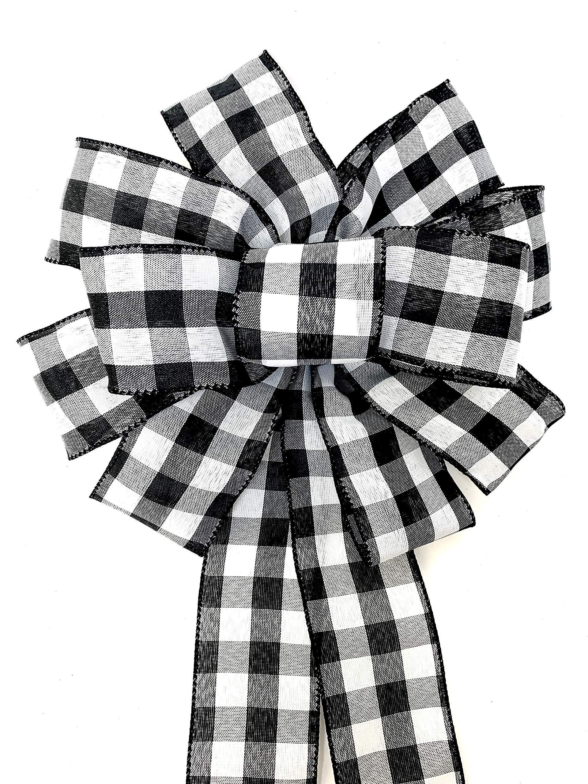 4 Rolls Farmhouse Ribbon Welcome Stripe Dot Buffalo Plaid Ribbon Wired