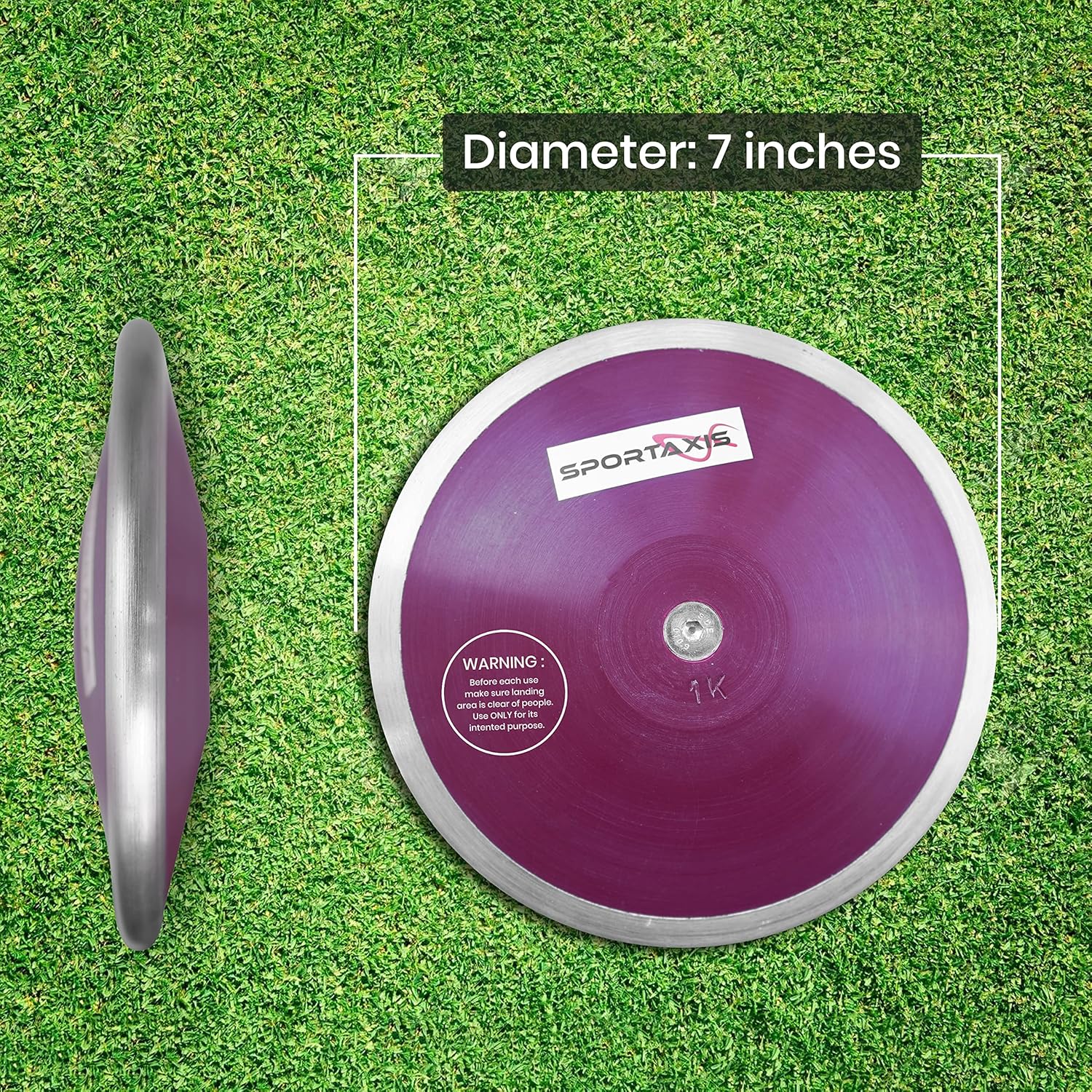 SPORTAXIS 1 Kg Training Discus for Men and Women - Throwing Discus for High School & College Throwers - High Spin, Low Spin - Ideal for Track, Field Practice & Competition - 73% Rim Weight