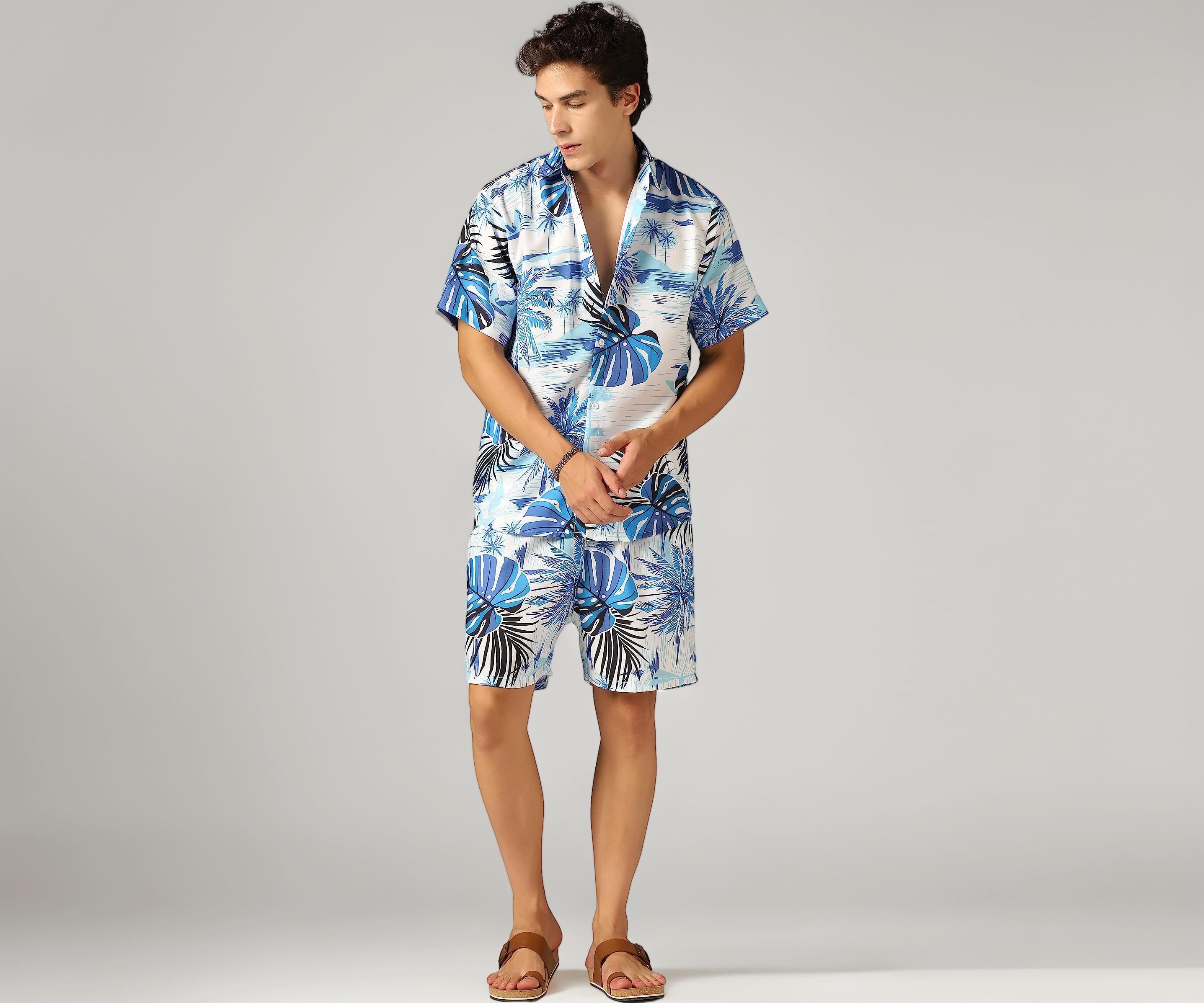 Men's Rayon Co Ord Set | Night Suit | T-Shirt and Shorts Set| Night Dress | Pyjama Set | Summer Wear | Lounge wear | Beach Outfit