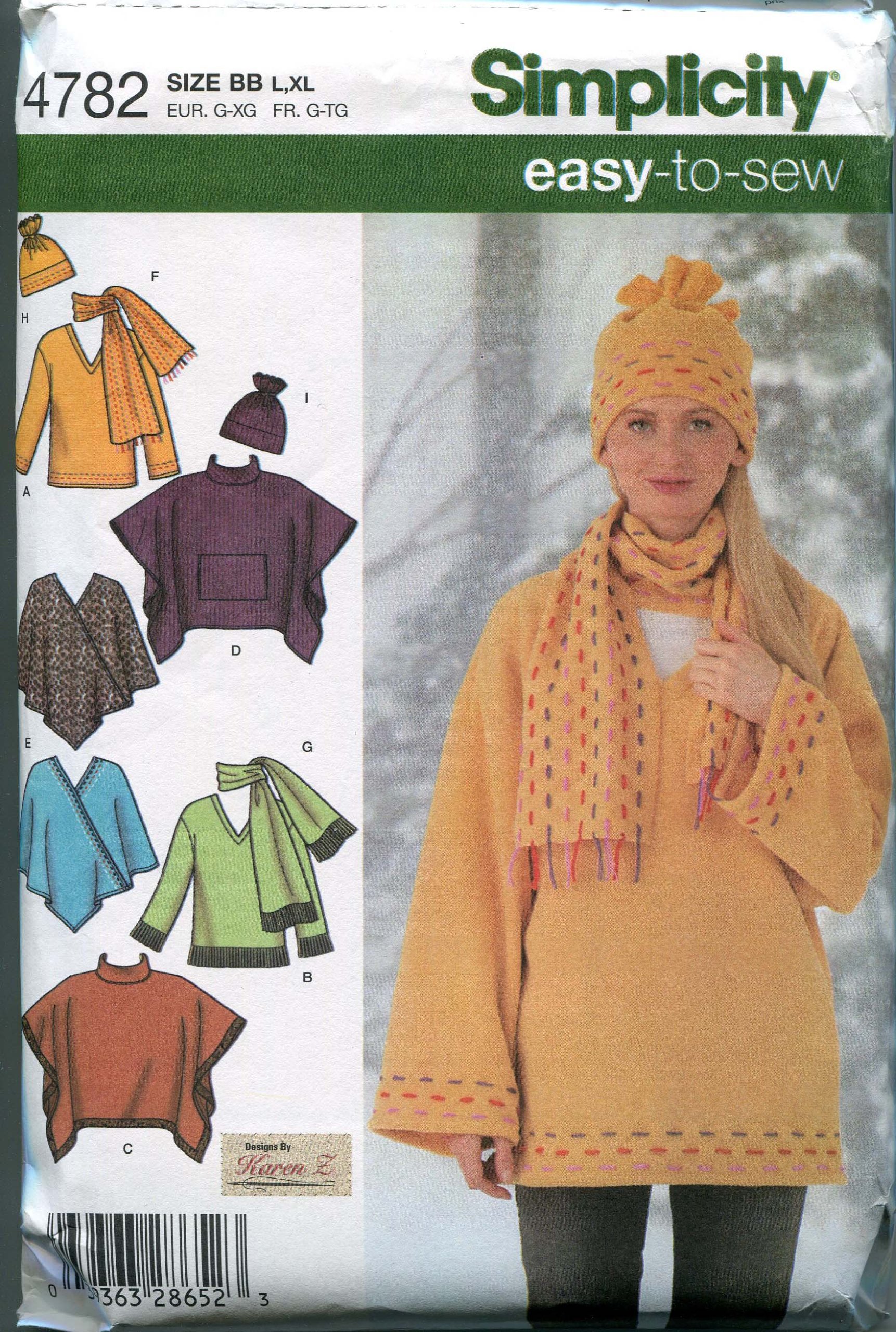 Patron Simplicity 4782 pour coudre un poncho ample grande taille L XL