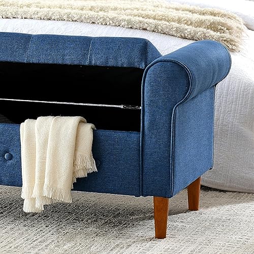 Miniatura 6 de HMFULE Banco de almacenamiento de diseño americano de 62 pulgadas, banco otomano tapizado para el extremo de la cama, para dormitorio, sala de estar