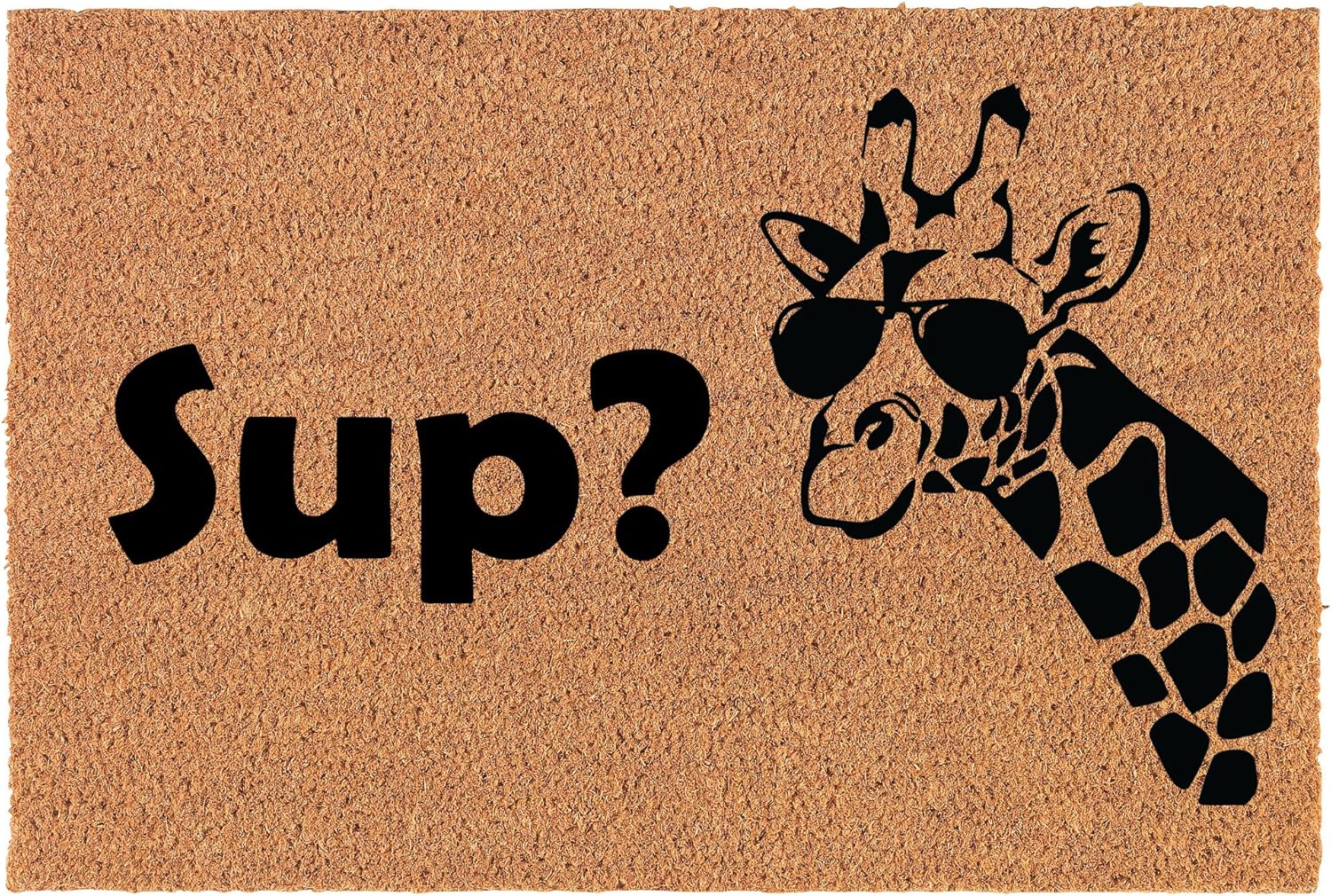 Coir Doormat Front Door Mat New Home Closing Housewarming Gift Sup Giraffe Funny (24 x 16 Small)