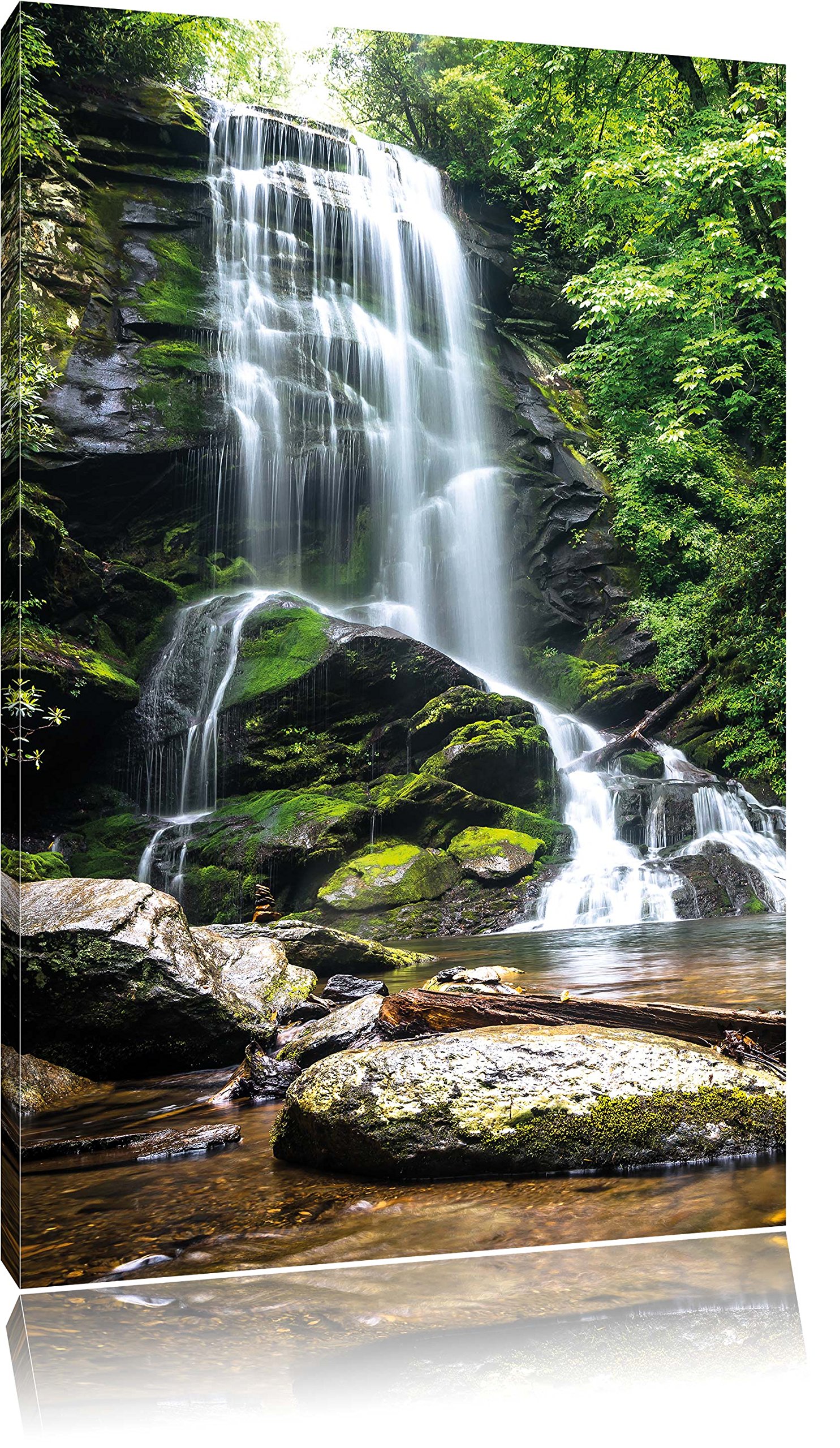 Pixxprint Wunderschöner tropischer Wasserfall, Größe: 120x80cm, Leinwandbild, fertig gespannt, Wandbild, Dekoration, Kunstdruck, kein Poster