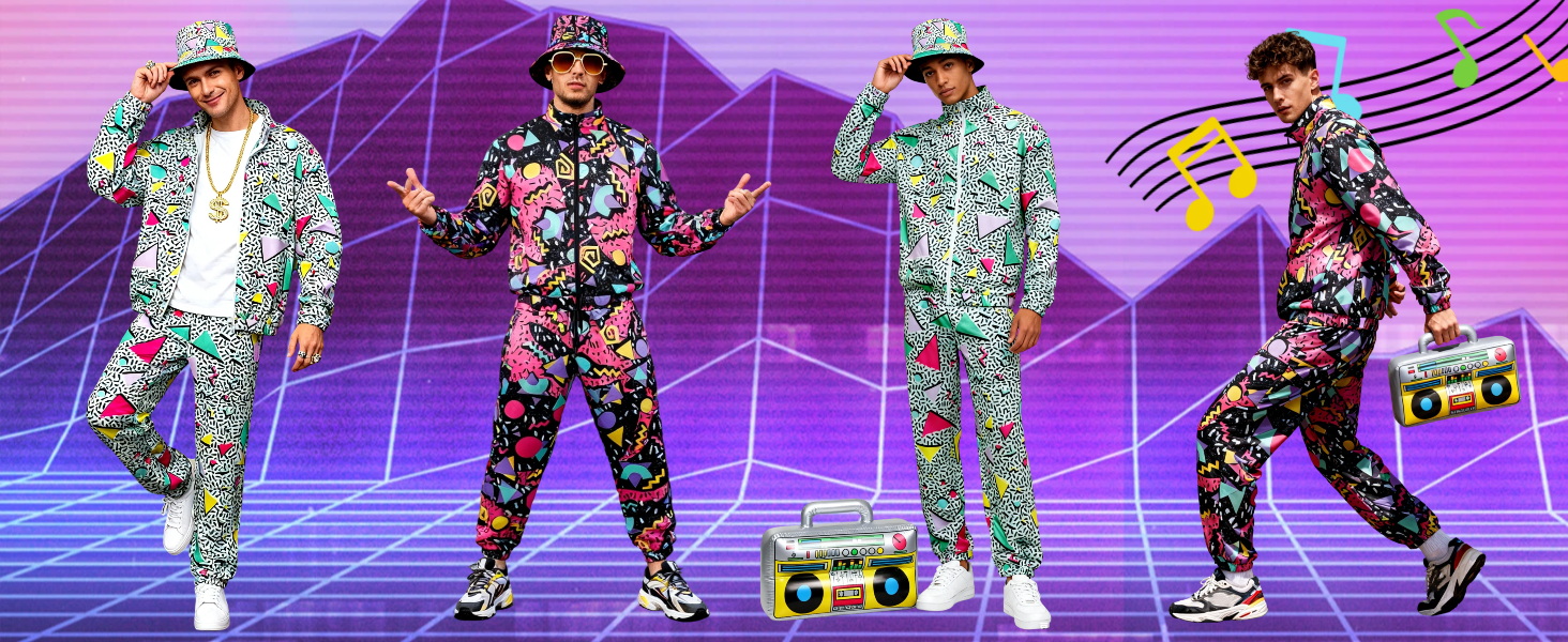 Amazon.com: Verceco 80s 90s Outfits for Men Retro Baggy Tracksuit
