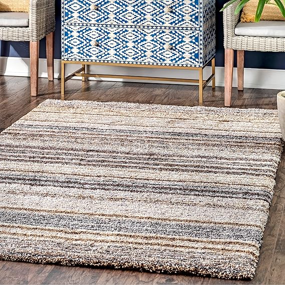 nuLOOM Classie Hand Tufted Shag Area Rug, 4' x 6', Beige Amazon.co.uk