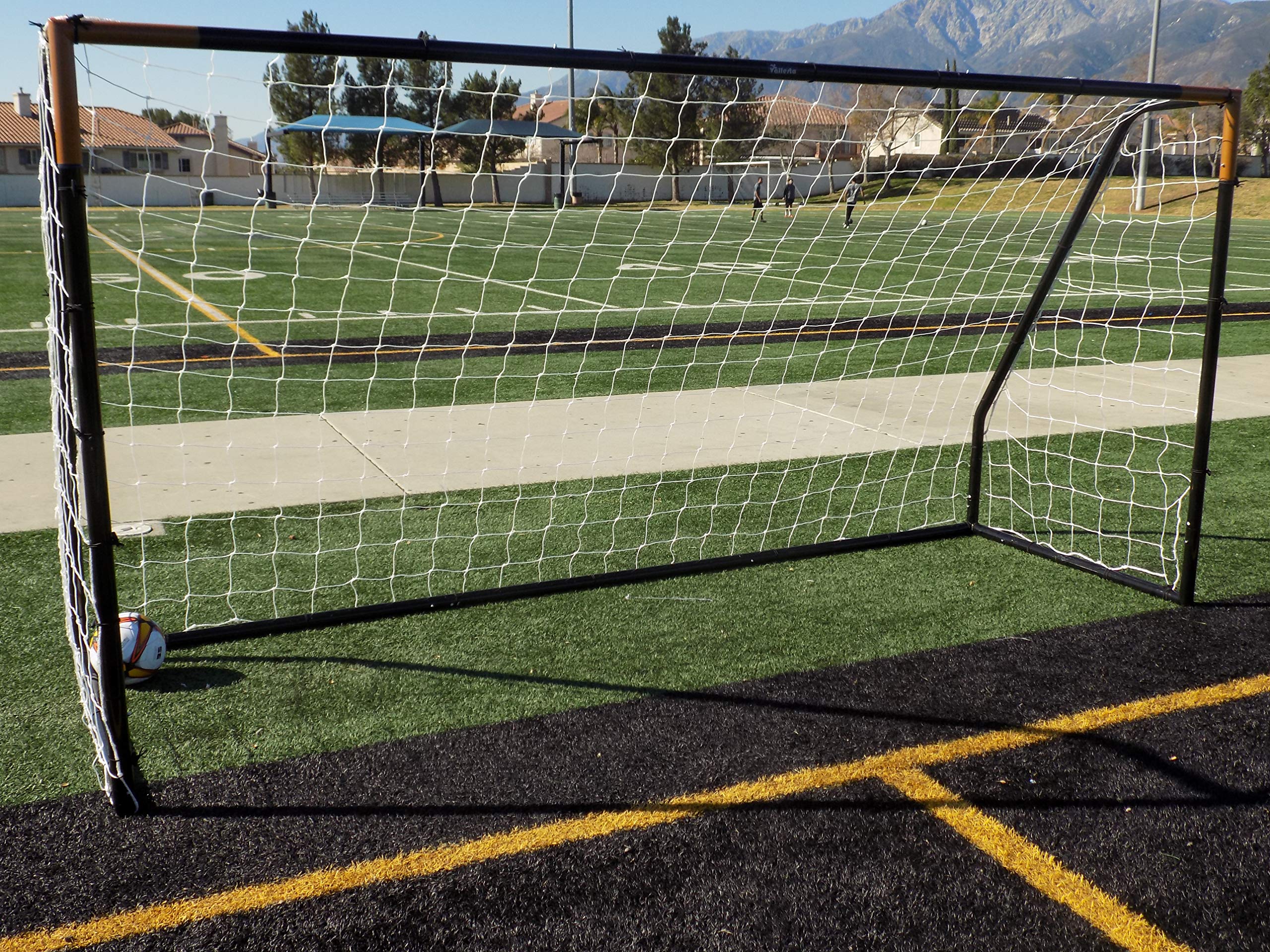 Vallerta Premier 12 X 6 Ft. AYSO Youth Regulation Size Soccer Goal w/Weatherproof 4mm Net. 50MM Diameter Powder Coated/Corrosion Resistant Frame. 12x6