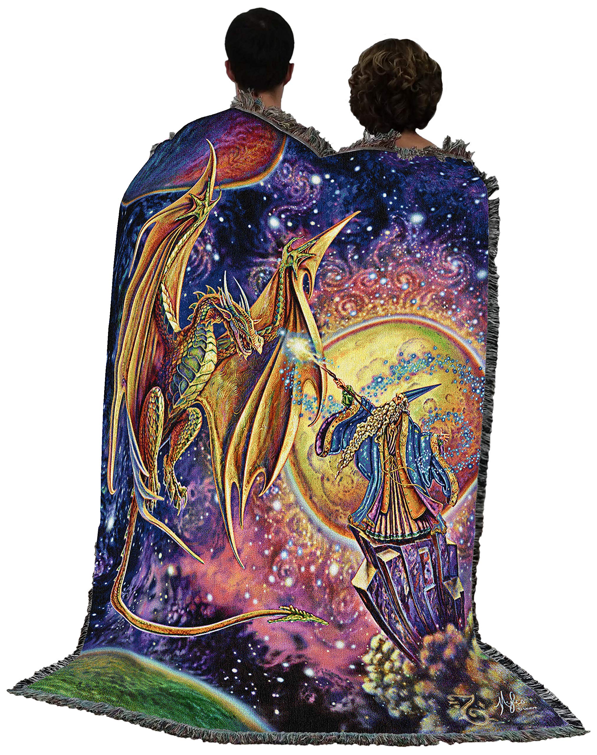 Pure Country Weavers Fantasy-Drachen-Decke – 72 X 54 Cm, Gewebte Baumwolle, Mit Fransen, Wandteppich Oder Wohndecke