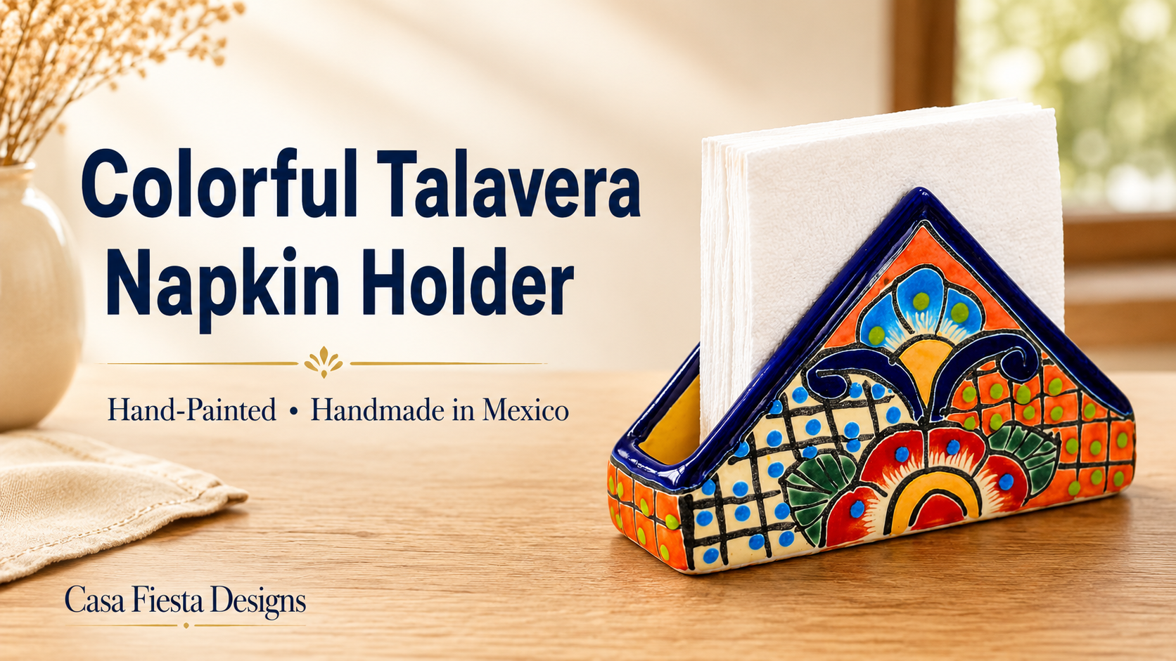 Amazon.com: Ceramic Napkin Holder - Hand-Painted Authentic Mexican
