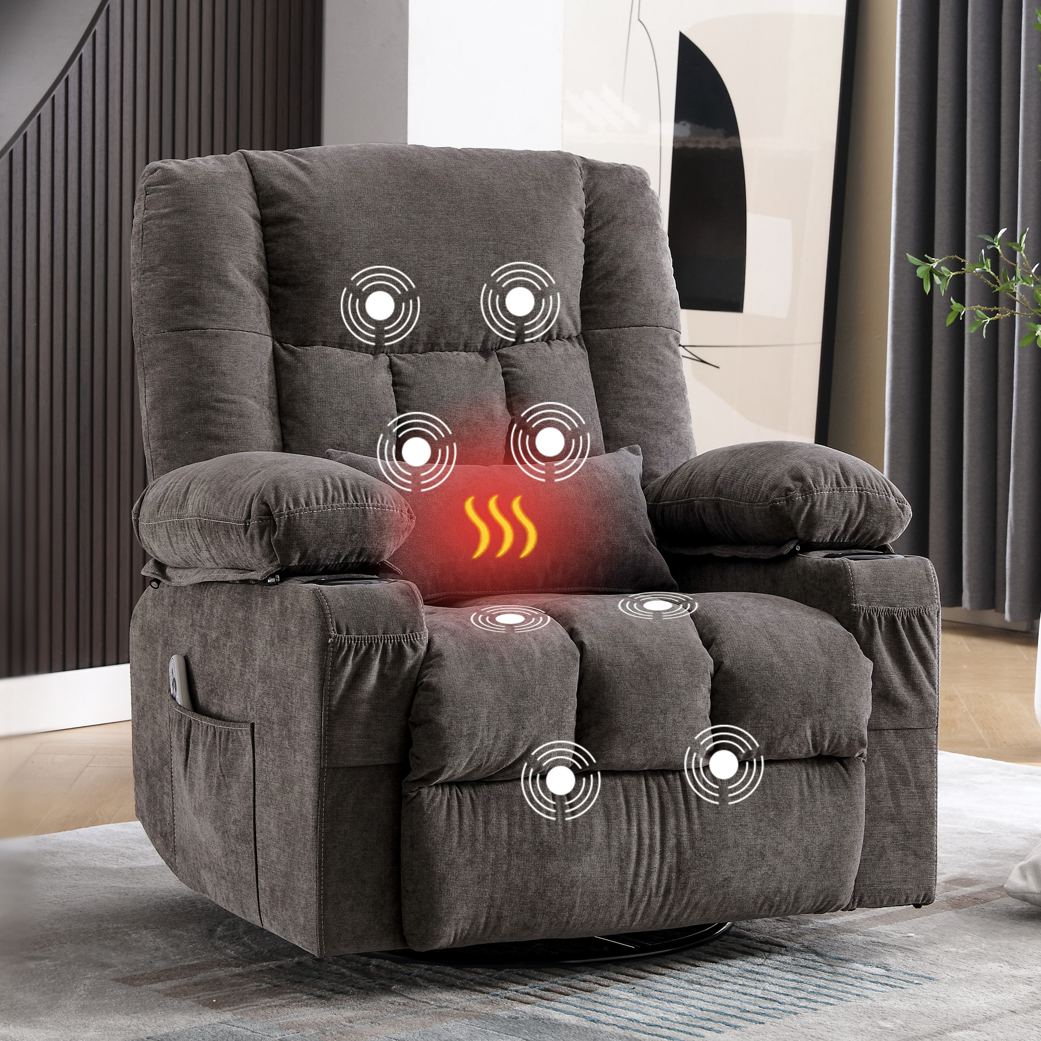 heated vibrating massage recliner Amazon Heated Vibrating Recliner Recliner Chair With Heat And Vibrating  Massage, Comfy Padded Overstuff main image 0