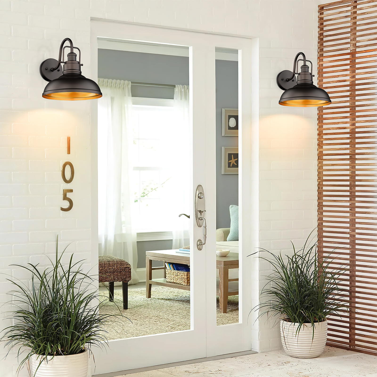 zeyu Gooseneck Wall Lights 2 Pack, 11 Inch Farmhouse Barn Light