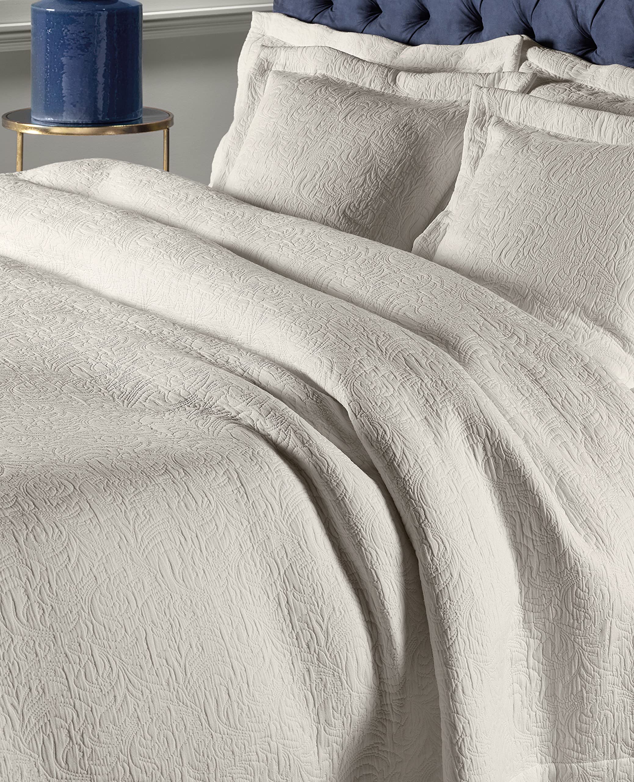 Luxury Woven Bedspread Throw in Linen, King 250x270cm