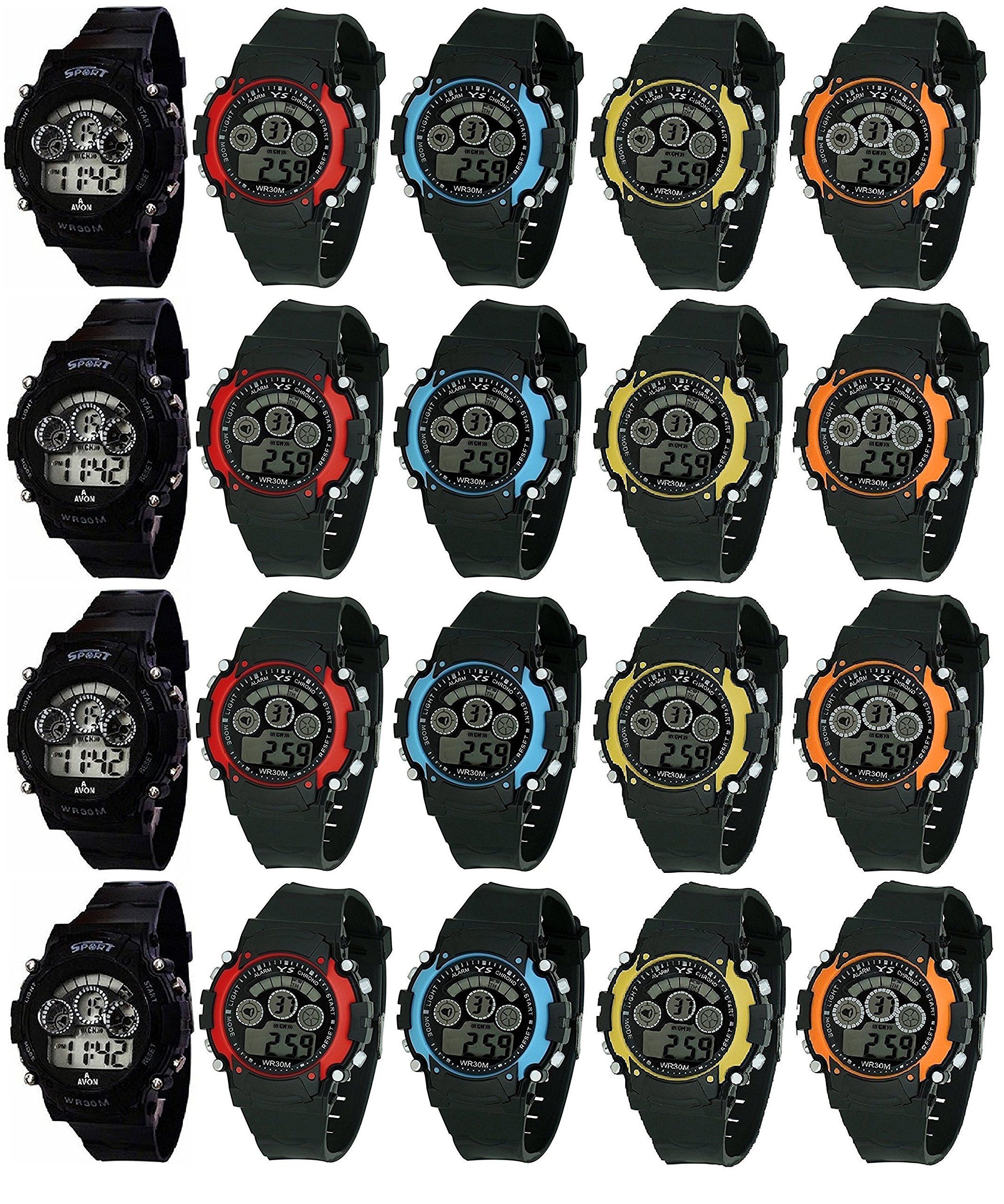 LEMONADEBirthday Return Gift for Kids - Pack of 20 Fashion Multifunction 7 Lights Unisex Digital Sports Band for Kids, Children