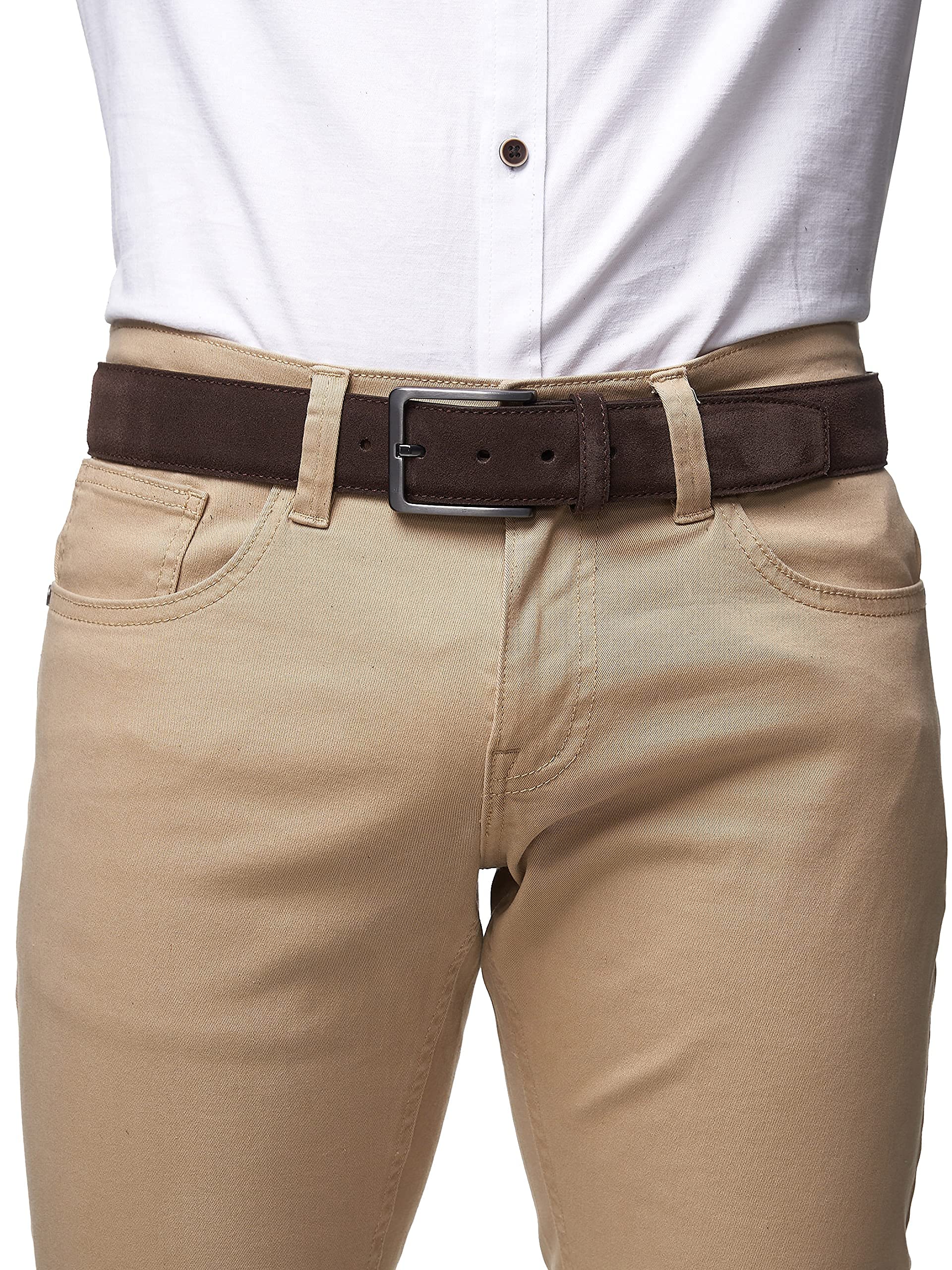 cinturón de hombres cinturón de ante 3,5cm-4cm (35mm-40mm) de ancho | gamuza con caja de regalo | respetuosa con el medio ambiente y de producción justa