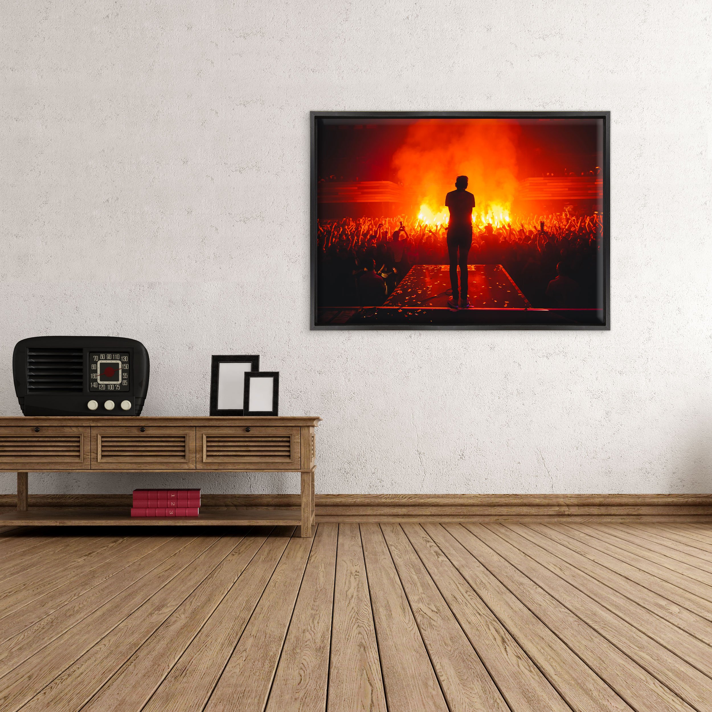 Quadro su Tela Canvas INTELAIATO - con Cornice - Concerto - Deejay DJ - 50x70cm - Stile Moderno Nero - (cod.2359)