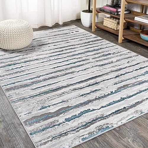 JONATHAN Y SOR204A-8 Batten - Alfombra moderna a rayas para interiores, contemporánea, de transición, a rayas sólidas, fácil de limpiar, para Gris,