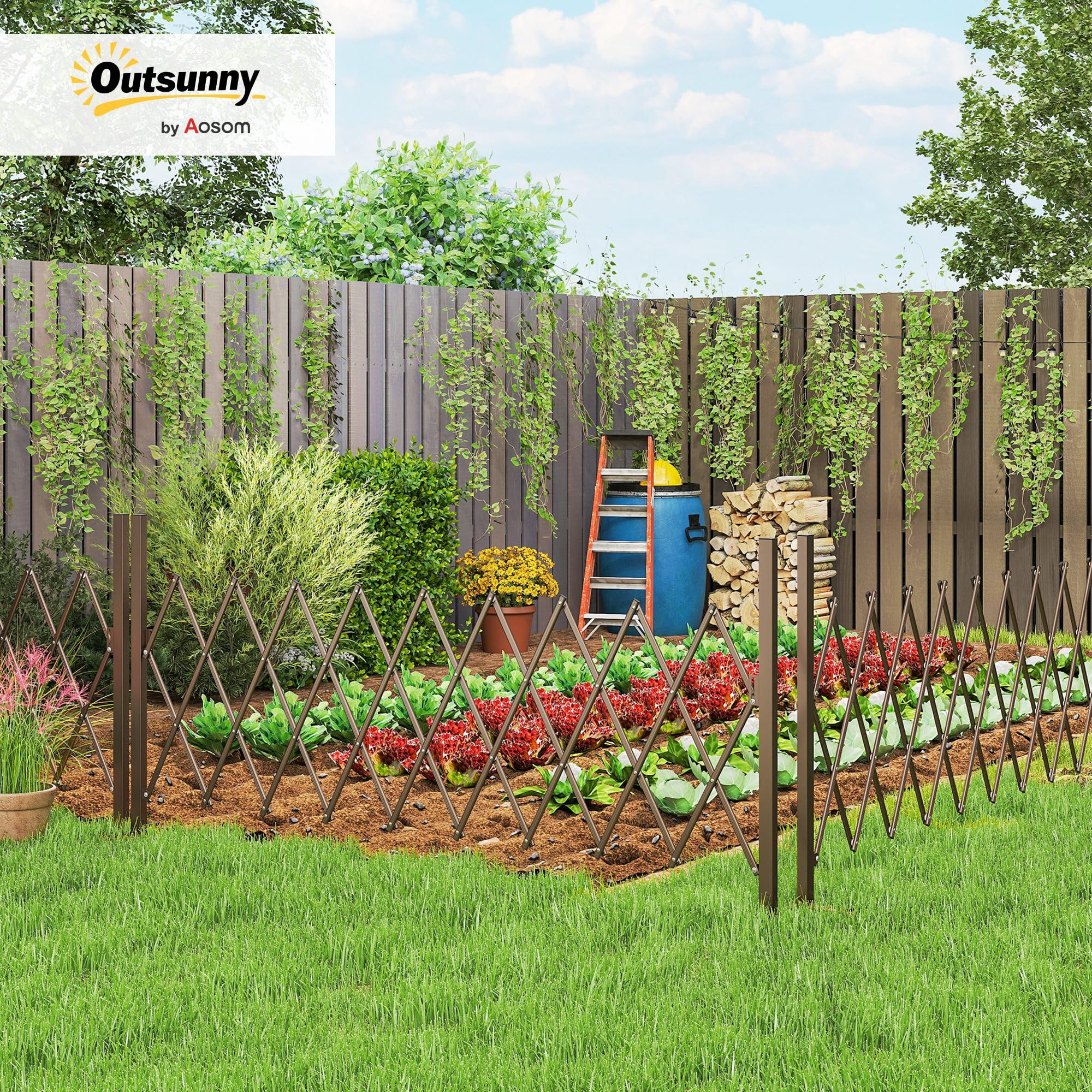 Outsunny Tuinpaviljoen 3 x 3m, uitschuifbaar dak, wandmontage, metalen
