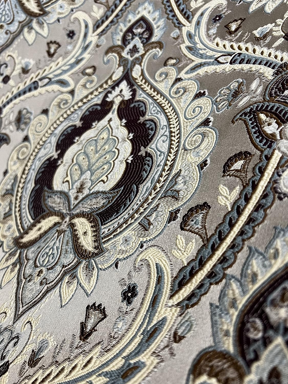 Luxurious Woven Jacquard Majestic Damask Fabric for Upholstery, Dining Chairs, Window Treatments, Crafts - Renaissance Rococo Victorian - 54" Width - by The Yard (Beige/Maroon)