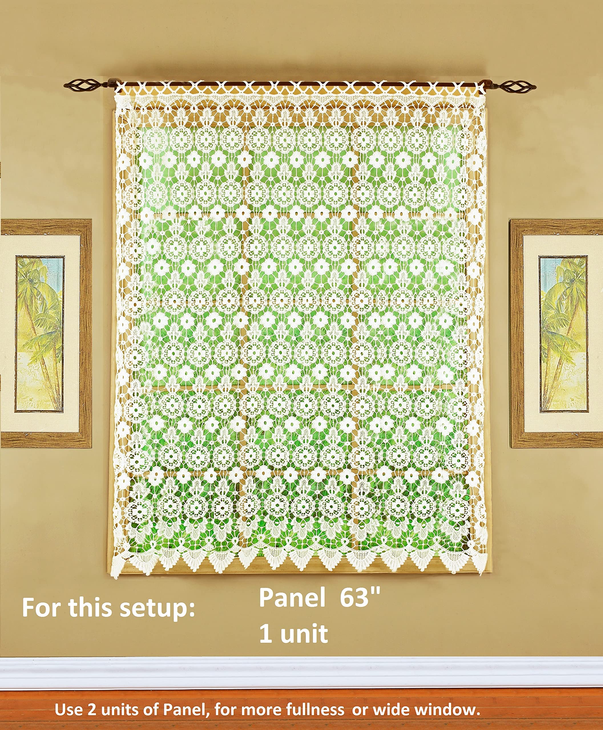 Today's Curtain Panneau médaillon en macramé 160 cm, écru, 122 x 160 cm (l x L)